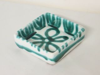Gmundner Keramik Austria Dizzy Green Ceramic 4 " Square Dish Bowl