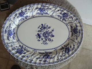 Johnson Brothers Indies Blue 13 3/4 Oval Platter 1 Available