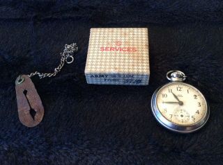 Vintage Smiths Empire Pocket Watch.  With Chain And Box.  Needs Work