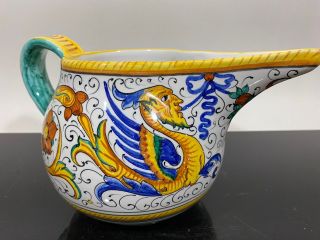 Vtg Signed Grazia Deruta Italy Hand Painted Ceramic Art Pottery Pitcher Vase