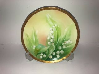 Vintage Ginori Lily Of The Valley Hand Painted,  Artist Signed Plate Italy