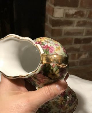Arnart Royal Chintz Floral Flower Creamer Small Pitcher And Bowl 5th Ave 2179 3