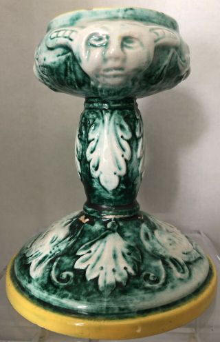Vintage Deruta Italy Handpainted Candlestick Signed 1303nico Italy
