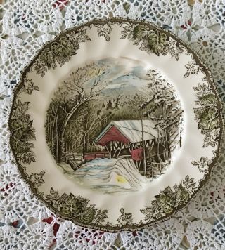 Johnson Bros The Friendly Village Covered Bridge Dinner Plate,  Made In England