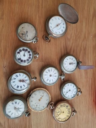 Old Pocket Fob Watches Bundle Joblot (spares/repairs) X 10