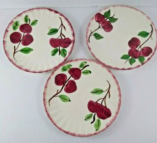 Blue Ridge Southern Pottery Colonial Crab Apple Dinner Plates 9 1/4 Set Of 3
