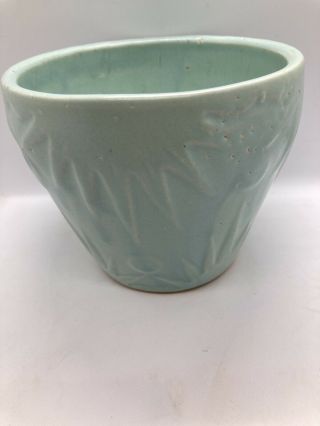 Vintage Rrp Co Moon And Stars Teal Planter Pot 5 " X 4 "