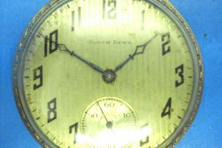 1922 SOUTH BEND 429 POCKET WATCH - - 19 JEWEL - - GOLD FILLED CASE - - OPENFACE - - REPAIR 2