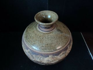Studio Art Pottery Vase Hand Decorated Drip Glaze Earth Tone Colors STEPHENS 71 3