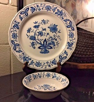 Harmony House Blue Bonnet 12 1/4 " Round Chop Plate / Charger,  6 " Cereal Bowl