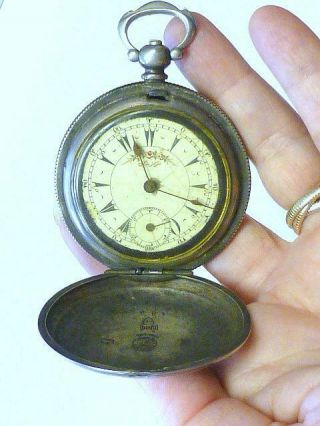 Vintage 1815 Billodes 800 Silver Full Hunters Case Pocket Watch Serial 188223