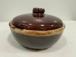Mccoy Usa Brown Drip Glaze 7016 Vintage Pottery Bowl With Lid Bean Pot Soup Cass