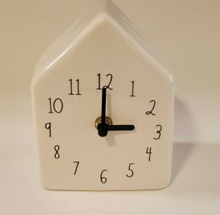 Rare Rae Dunn – Home Birdhouse Clock – White Ceramic