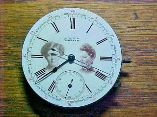 Waltham 14s 13j Chronograph Photo Etched Dial Hunter Leverset Nickel Movement