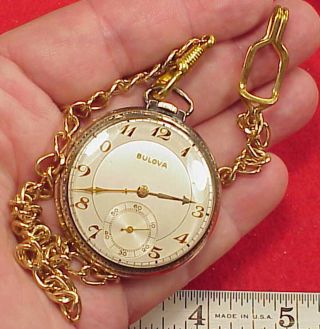 Vintage 12 Size Bulova 17jewels Dress Running 17ah Pocket Watch Yellow York