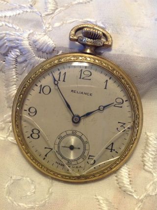 Vintage Ingersoll Reliance Pocket Watch 7j Open Face Elgin / Illinois Case