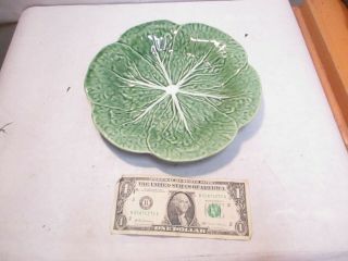 Vintage Bordallo Pinheiro 9 " Green Cabbage Leaf Plate Made In Portugal - Nr