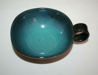 Vintage Rowantrees Pottery Blue Hill Maine Ring Handle Soup Bowl Handcrafted