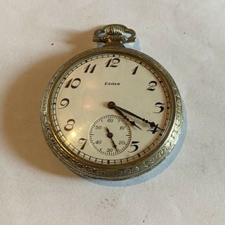 Running 1924 12s Elgin Grade 303 7j Gold Filled Pocket Watch (g8)