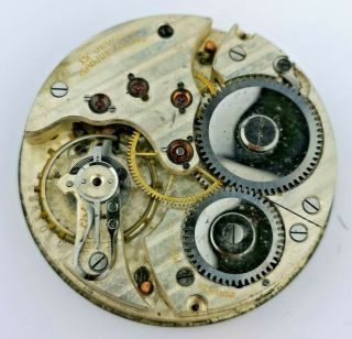 Minerva 17 Jewels 4 Adj.  Pocket Watch Movement - - Needs Service (f94)