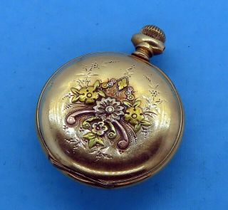 Vintage Rose Gold Filled Victorian Open Face Tri Color Pocket Watch Case 1800 