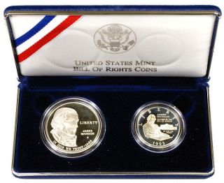1993 Bill Of Rights Commemorative 2 Coin Proof Set,  By Us With