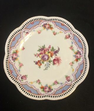 Schumann Dresden Flowers Reticulated Porcelain 10 1/2 “ Serving Plate Bavaria