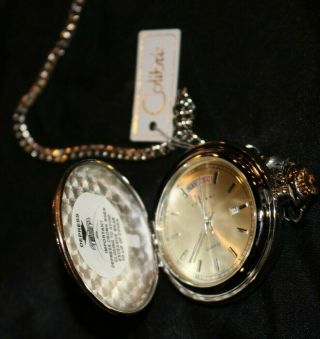 - Colibri Silver And Gold Tone Quartz Pocket Watch W/ Date - Nwt