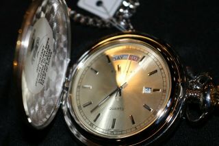 - Colibri Silver and Gold Tone Quartz Pocket Watch w/ date - NWT 2
