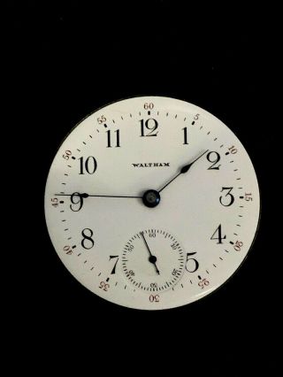 18s Waltham 15j Pocket Watch Movement Running Great Dial And Hands