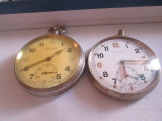 2 Vintage Pocket Watch Military Helvetia And Frenca