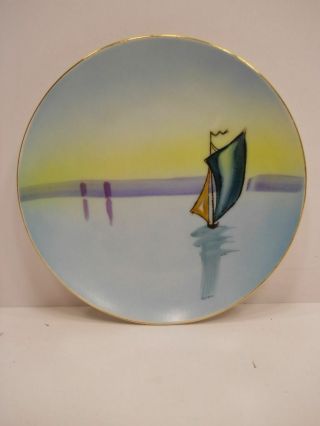 Antique 6 " Meito China Dish Sail Boat On The Ocean