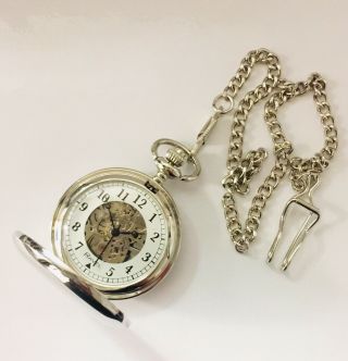 Vintage Old Stock Chrome Plated Mechanical Wind Up Pocket Watch Order