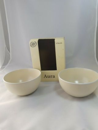 2 Bia Cordon Bleu Aura Stoneware Bowls For Cereal And Chowder.  Neutral Tan Bowls