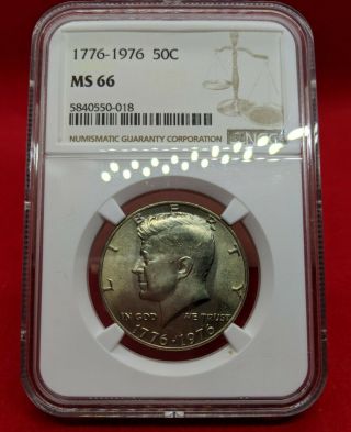 1976 P 50c Kennedy Bicentennial Half Dollar Coin Ngc Ms66 Deep Strike Coin