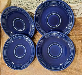 Set Four (4) 6 Inch Small Saucers Plates Fiestaware Fiesta Cobalt Blue