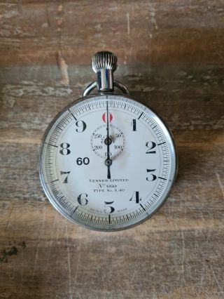 Vintage Stop Watch Venner A40 Swiss Made Serial No 660