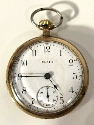 Lovely Vintage Elgin National Watch Co.  17 Jewels Open Face Pocket Watch -