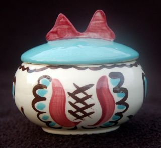 Covered Sugar Bowl / Trinket Box Mon Aire Pottery Pennsylvania Dutch