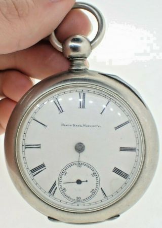 Antique 18 Size Elgin Key Wind Pocket Watch Grade 97 Silveroid Forparts Orrepair