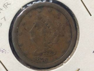 1856 1/2c Liberty Head Braided Hair Half Cent