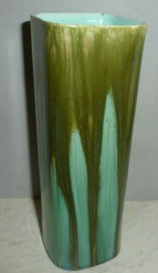 Vintage Peters & Reed Zane Shadow Ware Jervis Pottery Vase Drip Green 6.  75 "