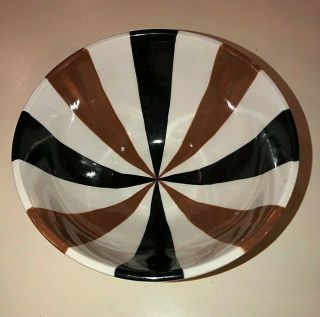 Jonathan Adler Happy Home Stripes Striped Brown Black Ceramic Bowl