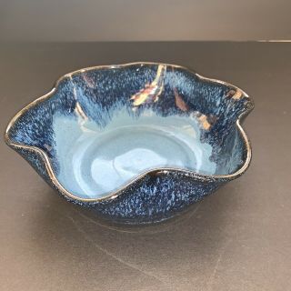 Hand Crafted Pottery Bowl Block Island Ri Joan Mallick Pottery Blue Glaze