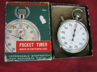 Vintage Zonex 7 - Jewel,  1/5 Second Stop Watch Pocket Timer,  Swiss - Made
