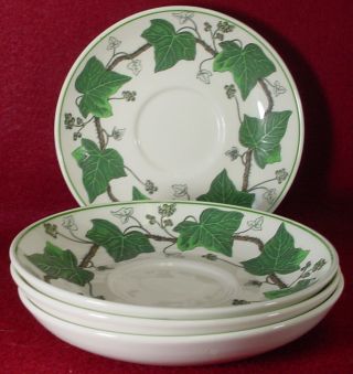 Wedgwood Napoleon Ivy Green Al4751 Saucer For Bute Cup Set Of 4,  No Crazing