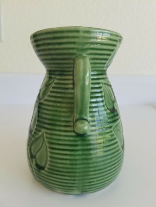 Vintage Shawnee Pottery Green Ivy Leaf Vase - Double Handles 2