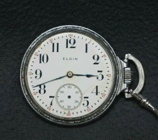 ,  Vtg/atq 1915 Elgin Natl Watch Co 16s 7 Jewel Open - Face Pocket Watch Fpor,