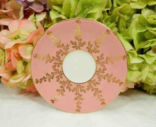 Aynsley Bone China Tea Cup & Saucer Pink Gold Encrusted 3