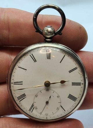Antique Sterling Silver English Pocket Watch Case And Movement - Not Running